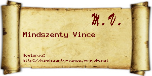 Mindszenty Vince névjegykártya